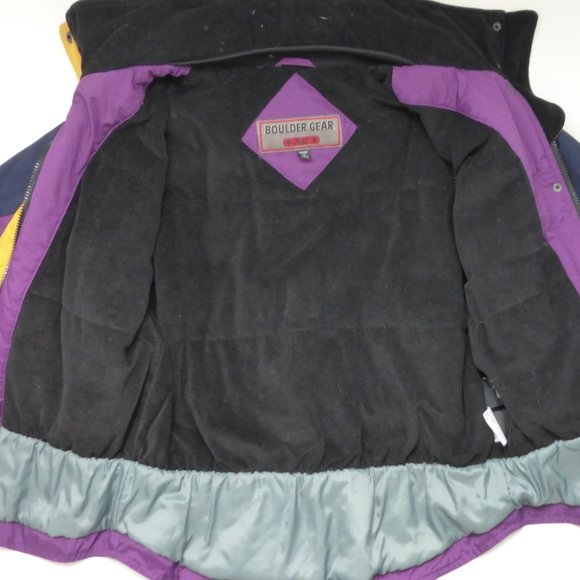 Womens Large 12 Insulated Ski Jacket Attached Hood Purple and Blue - Picture 4 of 8